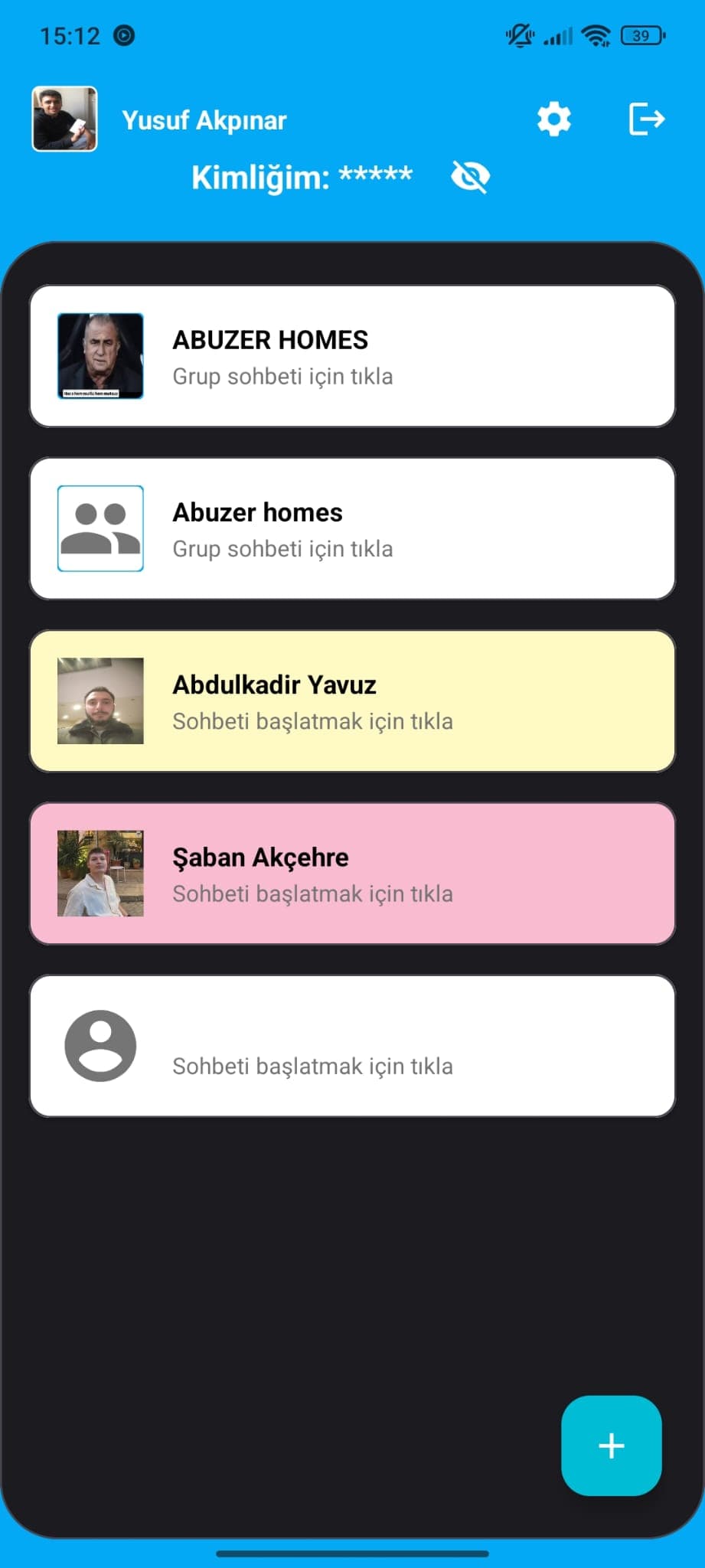 ChatApp ana ekran