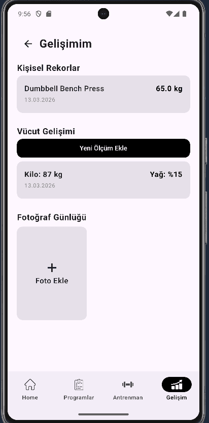 GymTracking genel görünüm