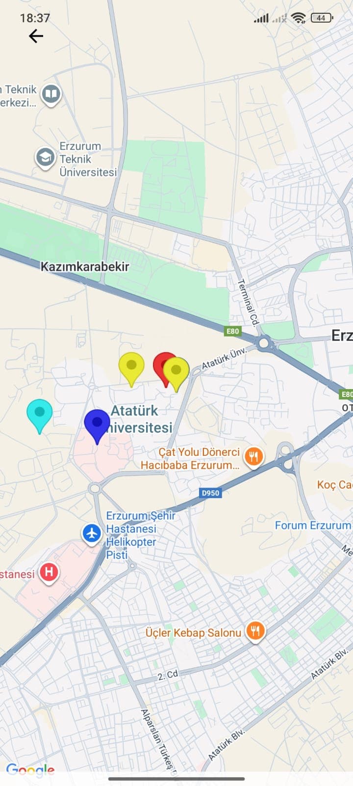 Kampüs Güvende harita görünümü