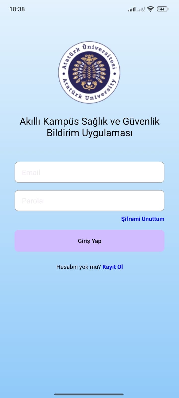 Campus Safe login screen